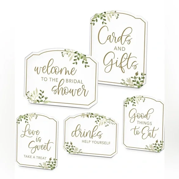 Botanical Greenery Bridal Shower Signs - Picture 1 of 7